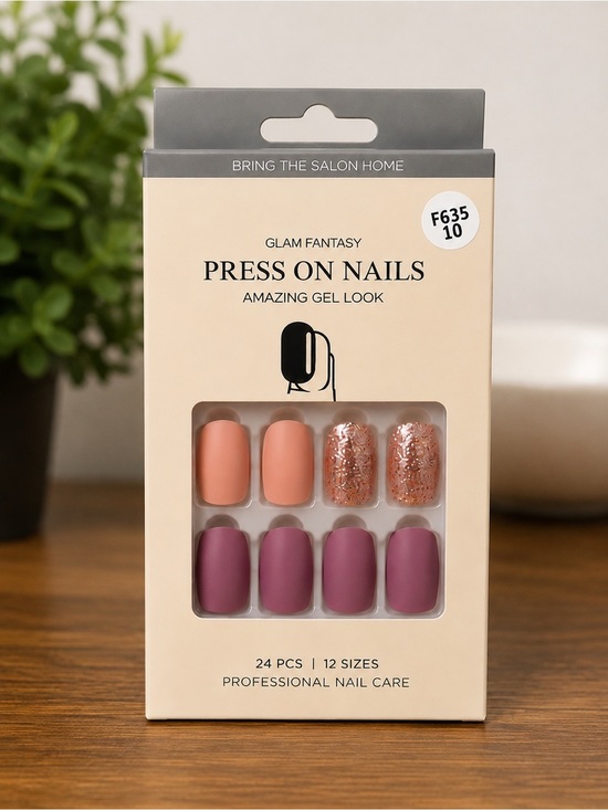 Other - Pink Nude Glitter Press On Nails 24pc Gel Look False Nails New